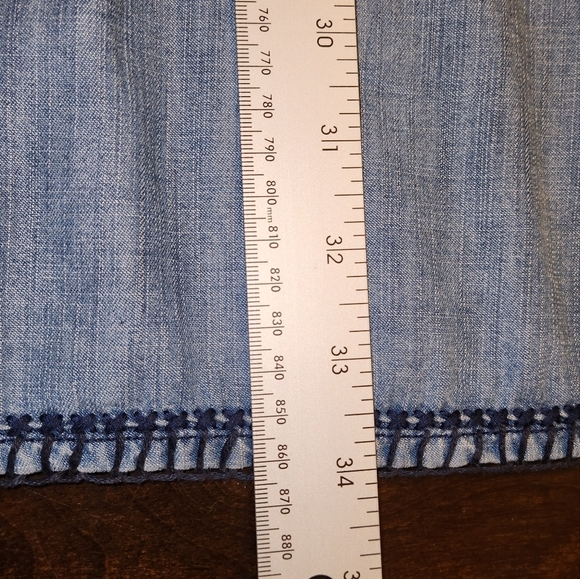 Anthropologie Dress Size S Blue Chambray Halter Embroidered Sleeveless Trapeze - Picture 8 of 9